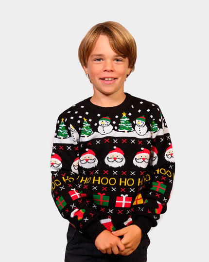 Organic Cotton Christmas Sweater for Family with Santa and Snowmen