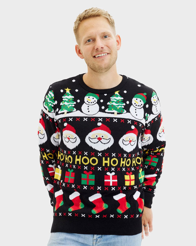Organic Cotton Christmas Sweater for Family with Santa and Snowmen