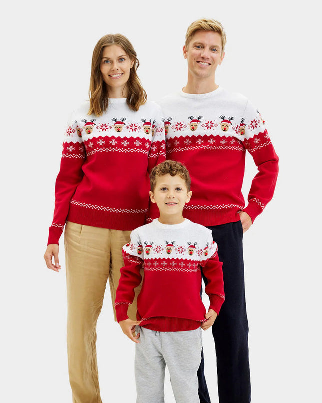 Family Christmas Sweater with Adorable Reindeer Design