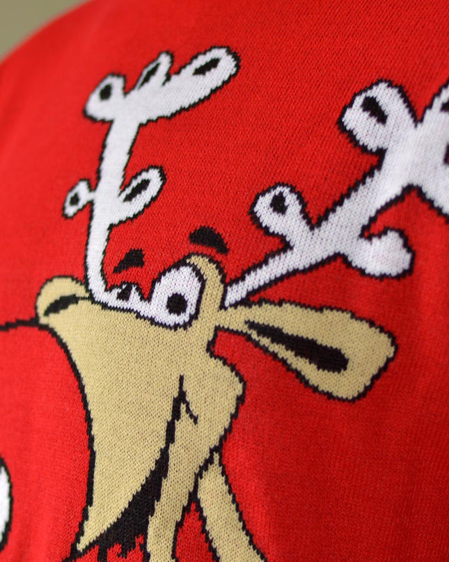 Red Reindeer Christmas Sweater with Beer for Families