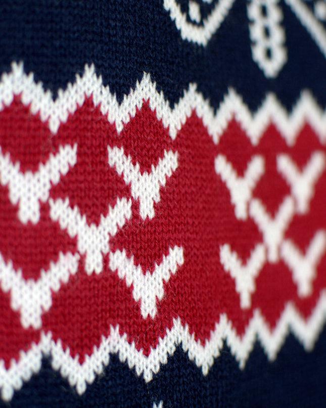Family Christmas Sweater with Reindeer and Christmas Patterns