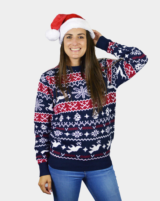 Family Christmas Sweater with Reindeer and Christmas Patterns
