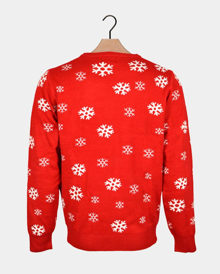 Red Christmas Sweater for Family with Santa and Reindeer
