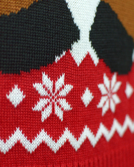 Red Rudolph Christmas Sweater with Scarf for Family