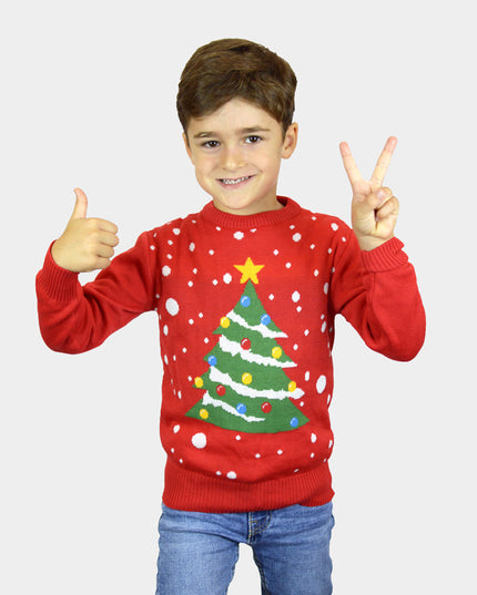 Red Christmas Tree Family Sweater