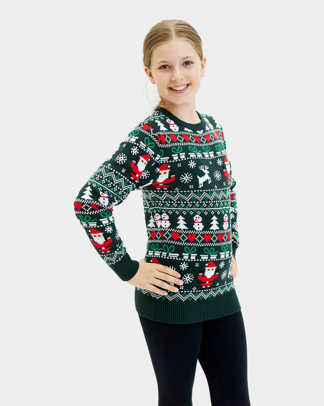 Organic Cotton Merry Green Christmas Sweater for Family