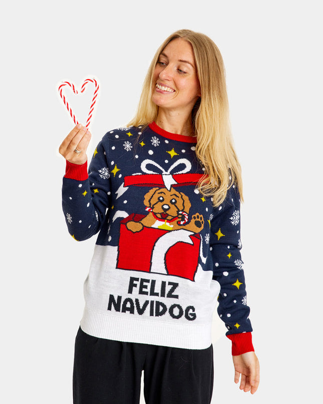 Kids Christmas Sweater with Feliz Navidog Design