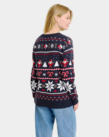 Women's Blue Christmas Cardigan with Polar Stars