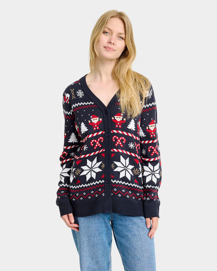 Blue Polar Stars Christmas Cardigan Sweater for Women