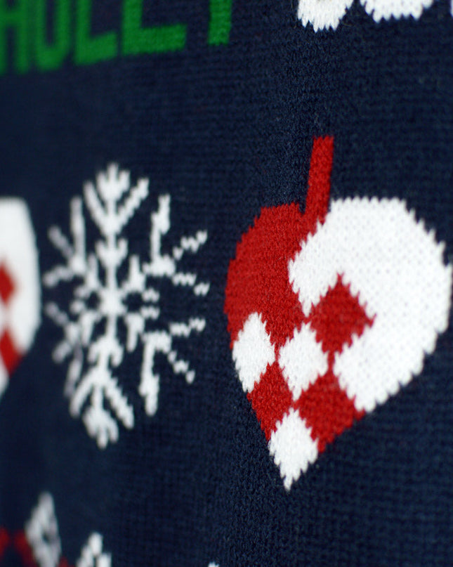 Women's Blue and Red Christmas Cardigan