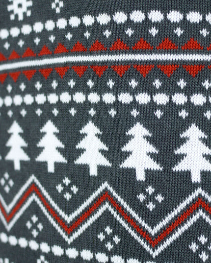 Women's Gray Turtleneck Christmas Sweater with Reindeer