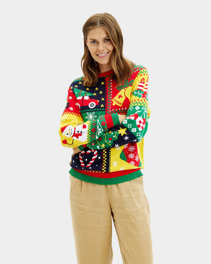 "Patchwork" Organic Cotton Christmas Sweater for Women