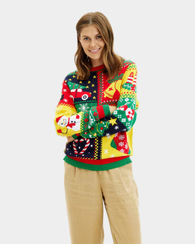 "Patchwork" Organic Cotton Christmas Sweater for Women