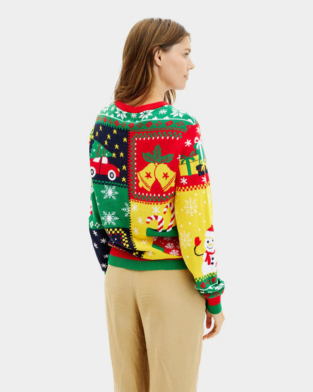 "Patchwork" Organic Cotton Christmas Sweater for Women