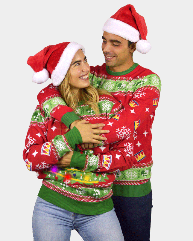 Light-Up LED Red Christmas Tree Sweater for Women