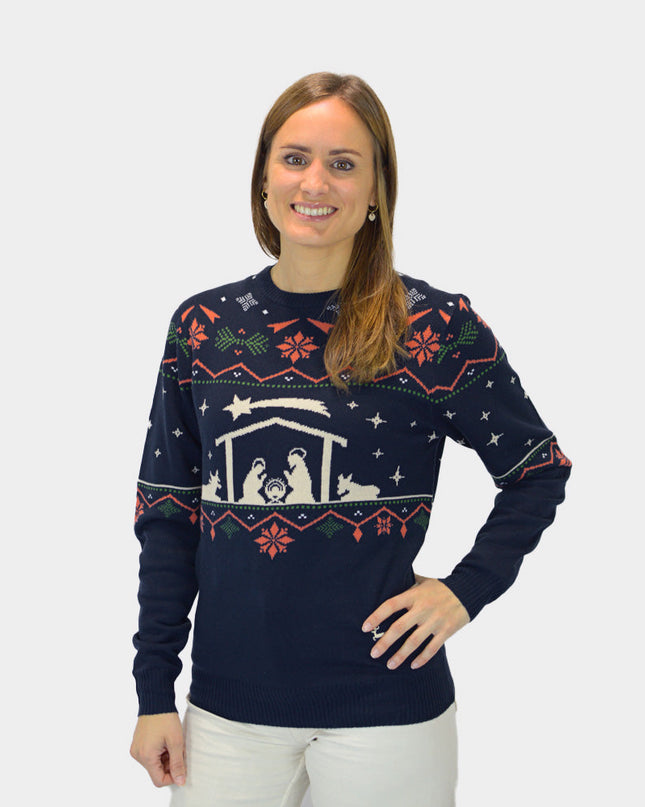 Nativity Scene Christmas Sweater for Women