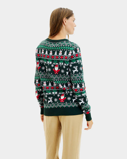 Joyful Green Organic Cotton Christmas Sweater for Women