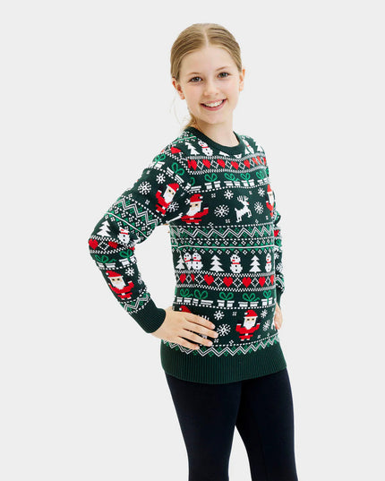 Joyful Green Organic Cotton Christmas Sweater for Kids