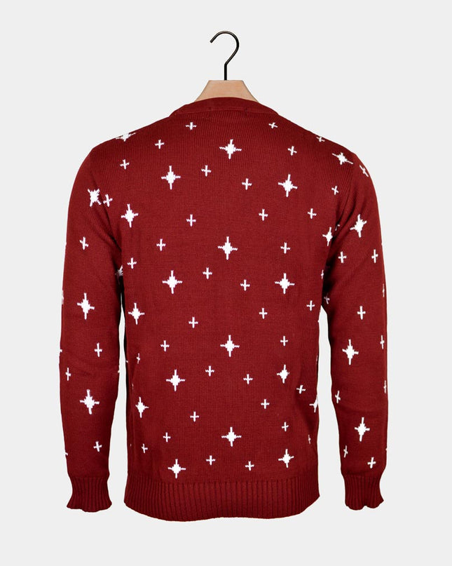 Garnet Christmas Sweater for Men with Reindeer and Tree