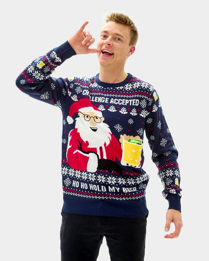 3D Beer Pocket Christmas Sweater for Men