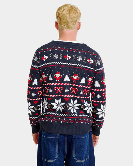 Men's Blue Christmas Cardigan with Polar Stars