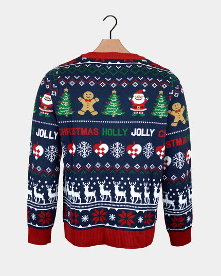 Blue and Red Christmas Cardigan for Men