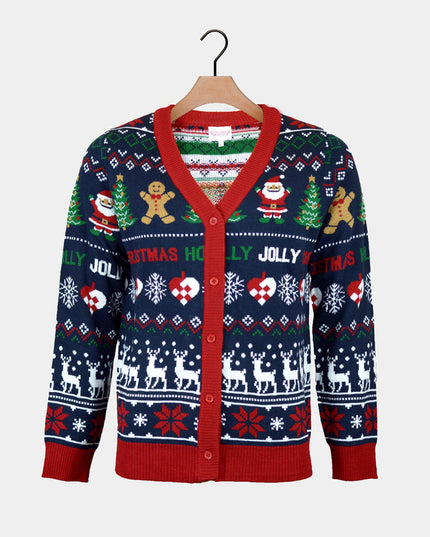 Blue and Red Christmas Cardigan for Men