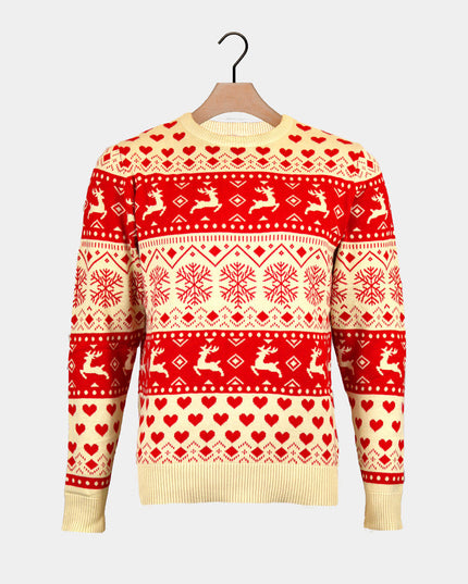 Organic Cotton Christmas Sweater for Men with Hearts