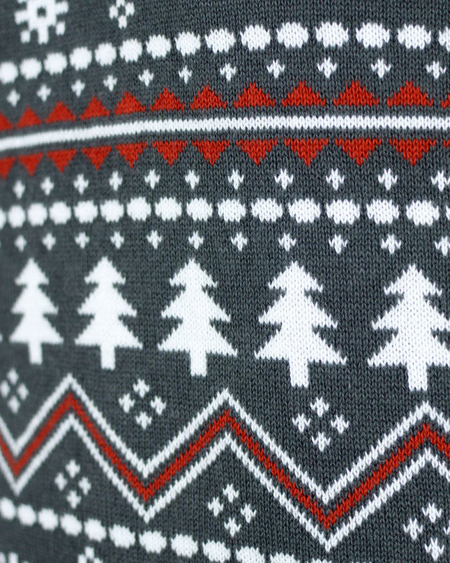 Men's Organic Cotton Grey Roll Neck Reindeer Sweater