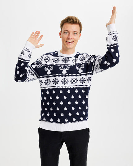 Blue Snow Reindeer Christmas Sweater for Kids