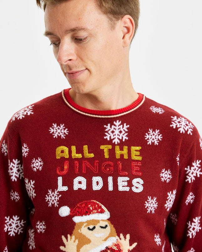 Christmas Sweater for Men with Jingle Ladies Sequins
