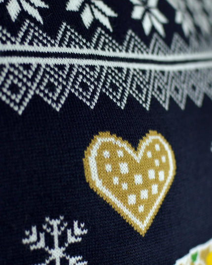 Christmas Sweater for Men Light-Up LED Gingerbread House