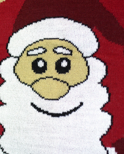 Men's Smiling Santa and Reindeer Christmas Sweater