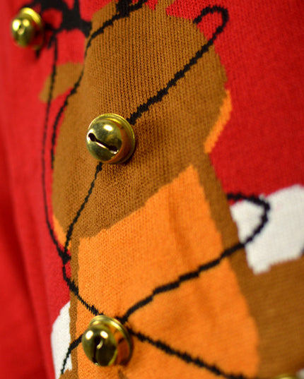 3D Red Christmas Sweater for Men with Jingle Bells