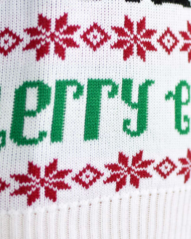 Sky Blue Christmas Sweater for Men with Rudolph and Santa