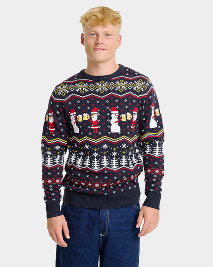 Men's Christmas Sweater "Toast Santa" for Festive Fun