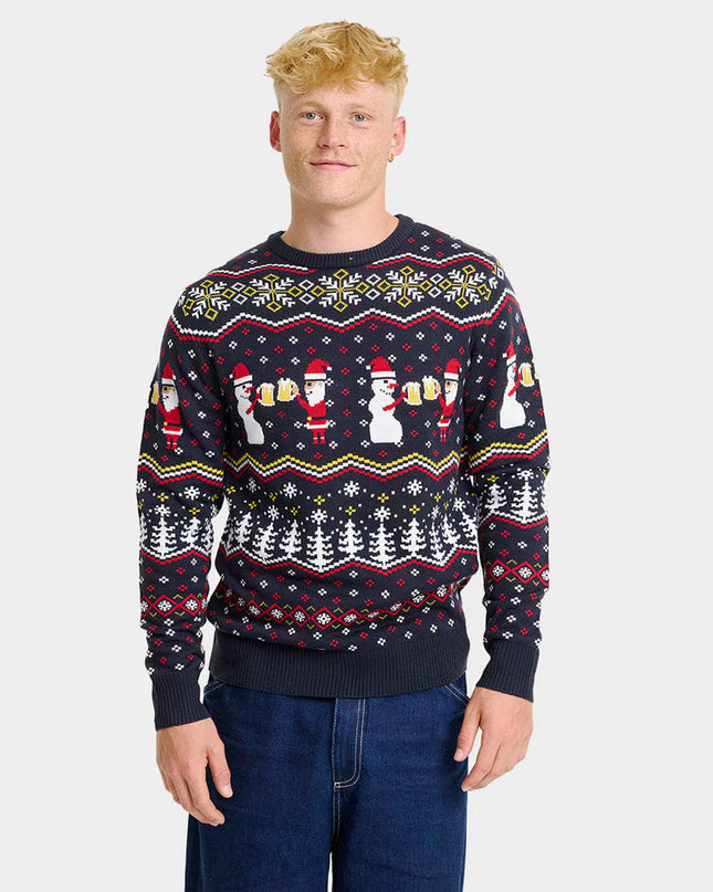 Men's Christmas Sweater "Toast Santa" for Festive Fun