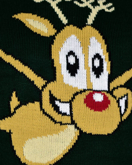 Christmas Sweater for Men Green with Skating Reindeer