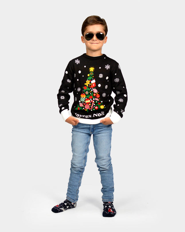 Black Merry Christmas Sweater for Kids