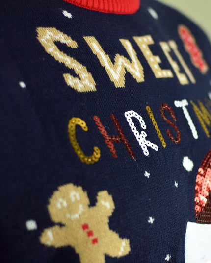 LED Blue Ginger Cookie Christmas Sweater for Women