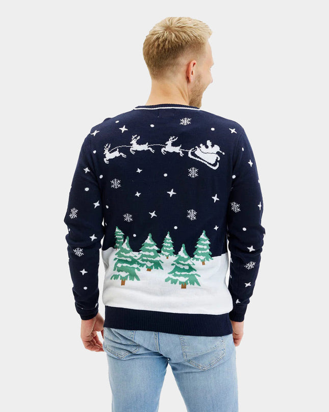 Men's LED Blue Merry Christmas Sweater