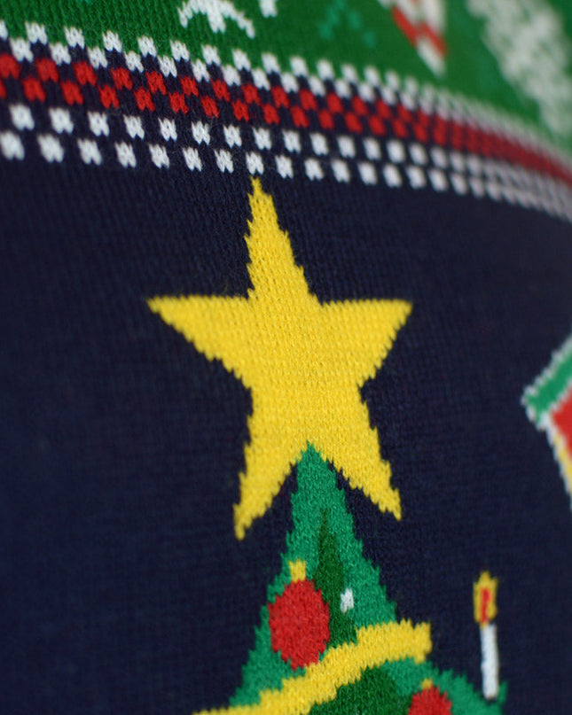 Women's Blue LED Christmas Sweater with Tree