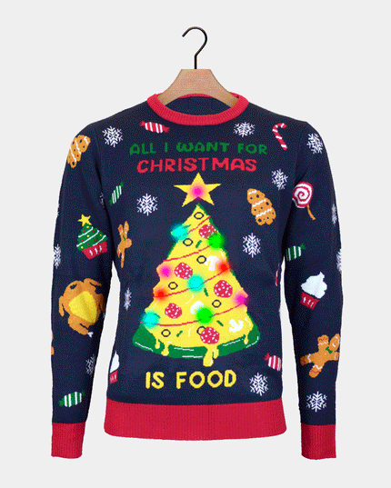 LED "Christmas Food" Couples Christmas Sweater