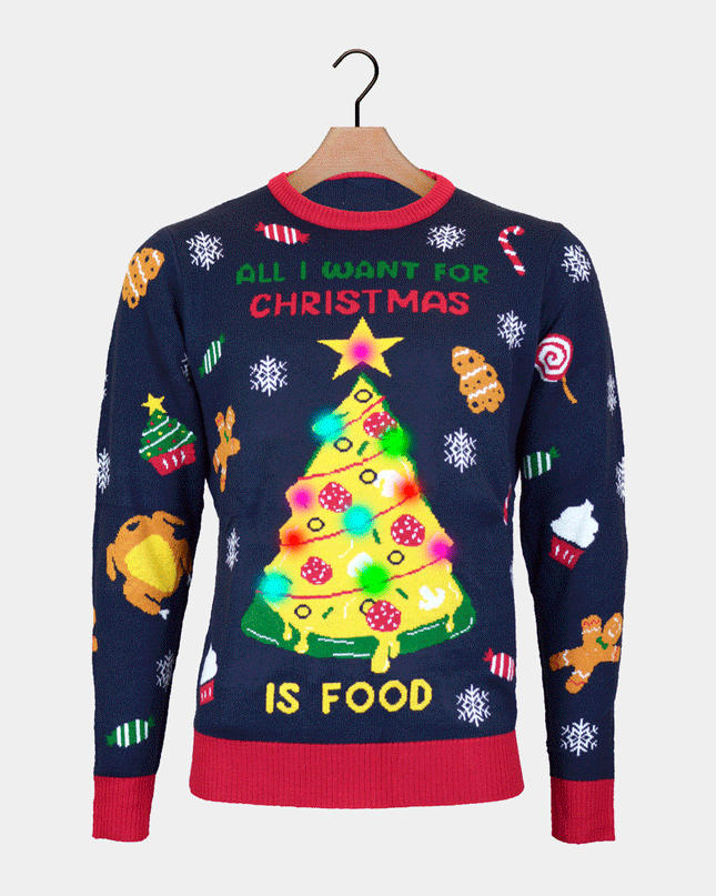 LED "Christmas Food" Couples Christmas Sweater