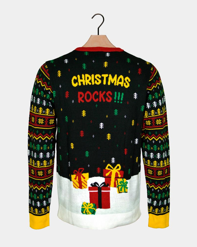 Light-Up LED Rocker Santa Couple Christmas Sweater