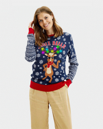 LED Christmas Sweater for Family with Jingle Bells Design