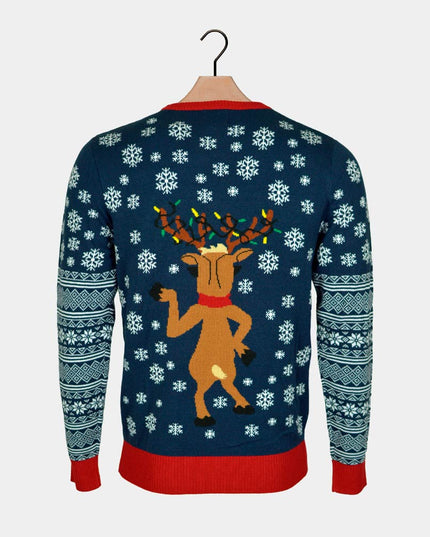 Luminous LED Christmas Sweater for Men with Jingle Bells