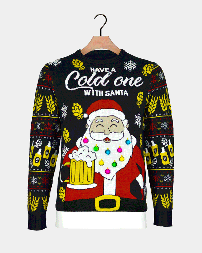 Women's LED Christmas Sweater with Santa and Beer