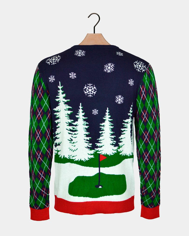 Men's LED Santa Playing Golf Christmas Sweater