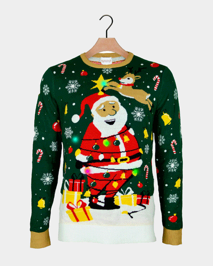 Light-Up LED Santa Couple Christmas Sweater